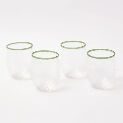 Clearance Mrs. Alice Olive Rim Swirl Glassware Set