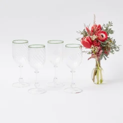 Clearance Mrs. Alice Olive Rim Swirl Glassware Set