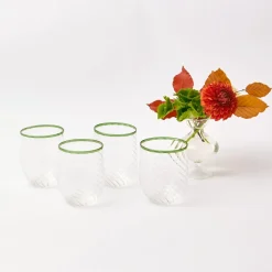 Outlet Mrs. Alice Olive Rim Swirl Water Glass (Set Of 4)