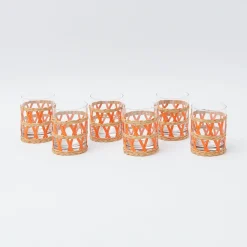 Sale Mrs. Alice Orange Raffia Water Glasses (Set Of 6)