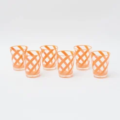 Clearance Mrs. Alice Orange Swirl Outdoor Glasses (Set Of 6)