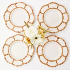 Clearance Mrs. Alice Petal Bamboo Ceramic Dinner & Starter Plates (Set Of 8)