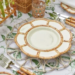 Clearance Mrs. Alice Petal Bamboo Ceramic Dinner & Starter Plates (Set Of 8)