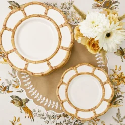 Mrs. Alice Petal Bamboo Ceramic Dinner & Starter Plates (Set Of 8)