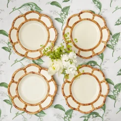 Mrs. Alice Petal Bamboo Ceramic Dinner & Starter Plates (Set Of 8)