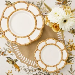 Clearance Mrs. Alice Petal Bamboo Ceramic Dinner Plate (Set Of 4)