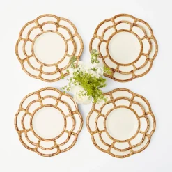 Outlet Mrs. Alice Petal Bamboo Ceramic Dinner & Starter Plates (Set Of 8)