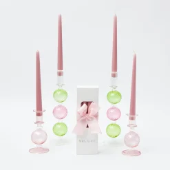 Best Mrs. Alice Pink & Green Camille Candle Set (Pink Candles)