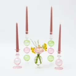 Hot Mrs. Alice Pink & Green Camille Candle Set (Pink Candles)