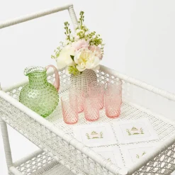 New Mrs. Alice Pink & Green Pagoda Cocktail Napkins (Set Of 4)