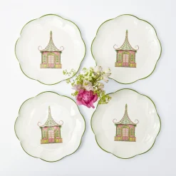 Best Mrs. Alice Pink & Green Pagoda Dinner Plate (Set Of 4)