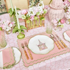 Best Mrs. Alice Pink & Green Pagoda Dinner Plate (Set Of 4)