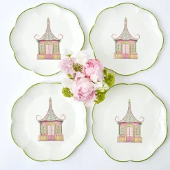 Best Mrs. Alice Pink & Green Pagoda Dinner Plate (Set Of 4)