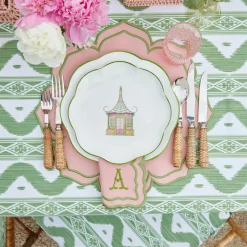 Mrs. Alice Pink & Green Pagoda Dinner & Starter Plates (Set Of 8)