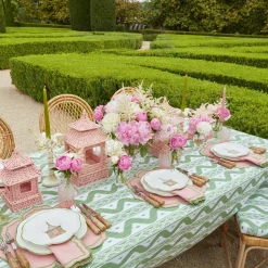 Mrs. Alice Pink & Green Pagoda Dinner & Starter Plates (Set Of 8)