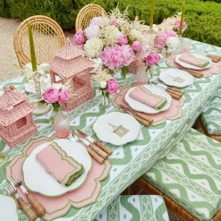 Best Mrs. Alice Pink & Green Pagoda Dinner & Starter Plates (Set Of 8)