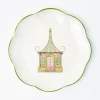 Outlet Mrs. Alice Pink & Green Pagoda Dinner Plate