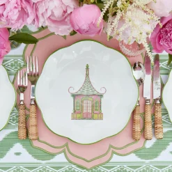 Outlet Mrs. Alice Pink & Green Pagoda Dinner Plate
