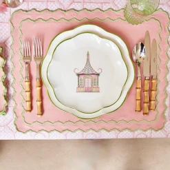Outlet Mrs. Alice Pink & Green Pagoda Dinner Plate