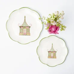 Outlet Mrs. Alice Pink & Green Pagoda Dinner Plate