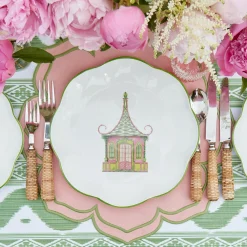 Discount Mrs. Alice Pink & Green Pagoda Dinner & Starter Plates (Set Of 8)