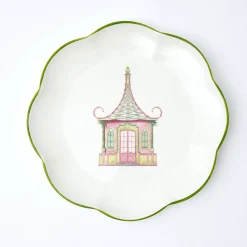 New Mrs. Alice Pink & Green Pagoda Dinner Plate (Set Of 4)