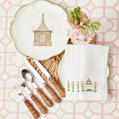 New Mrs. Alice Pink & Green Pagoda Dinner Plate (Set Of 4)