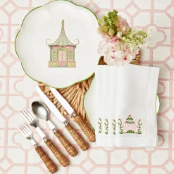 Clearance Mrs. Alice Pink & Green Pagoda Napkins (Set Of 4)