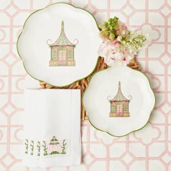Discount Mrs. Alice Pink & Green Pagoda Starter Plate (Set Of 4)