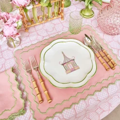 Discount Mrs. Alice Pink & Green Pagoda Starter Plate (Set Of 4)