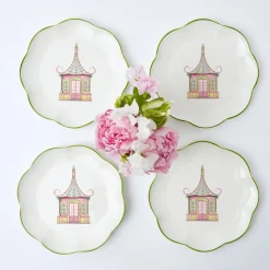Discount Mrs. Alice Pink & Green Pagoda Starter Plate (Set Of 4)