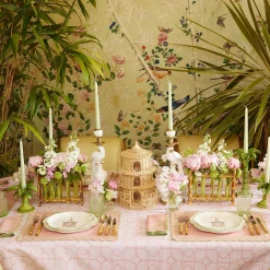 Sale Mrs. Alice Pink Bamboo Trellis Tablecloth