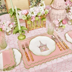 Sale Mrs. Alice Pink Bamboo Trellis Tablecloth