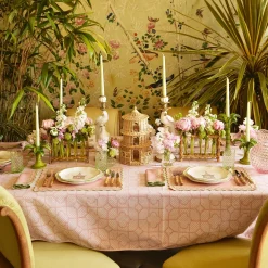 Sale Mrs. Alice Pink Bamboo Trellis Tablecloth