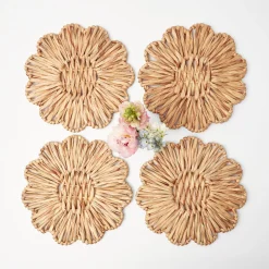 Clearance Mrs. Alice Pink Bamboo, Water Hyacinth & Pink Fringe Linen Set