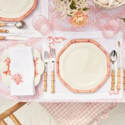 Sale Mrs. Alice Pink Geometric Bamboo Dinner Plate (Set Of 4)