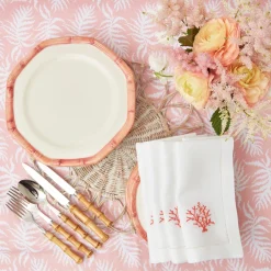 Sale Mrs. Alice Pink Geometric Bamboo Dinner Plate (Set Of 4)