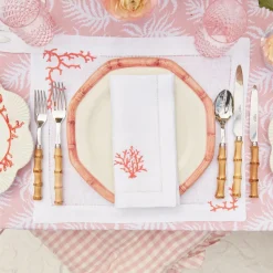Sale Mrs. Alice Pink Geometric Bamboo Dinner Plate (Set Of 4)