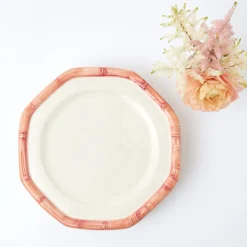 Clearance Mrs. Alice Pink Geometric Bamboo Dinner Plate