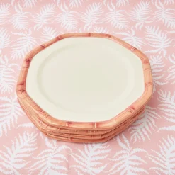 Clearance Mrs. Alice Pink Geometric Bamboo Dinner Plate