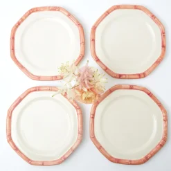 New Mrs. Alice Pink Geometric Bamboo Dinner Plate (Set Of 4)