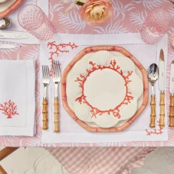 New Mrs. Alice Pink Geometric Bamboo Dinner Plate (Set Of 4)