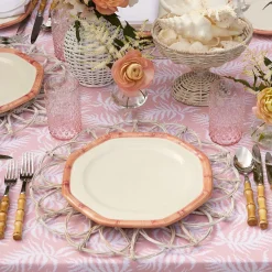 New Mrs. Alice Pink Geometric Bamboo Dinner Plate (Set Of 4)