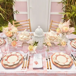 New Mrs. Alice Pink Geometric Bamboo Dinner Plate (Set Of 4)