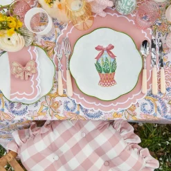 Best Mrs. Alice Pink Gingham Ruffle Seat Pad Cushion (Set Of 4)