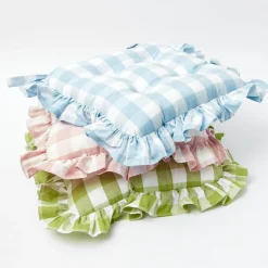 Best Mrs. Alice Pink Gingham Ruffle Seat Pad Cushion (Set Of 4)