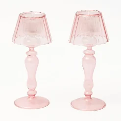 Online Mrs. Alice Pink Glass Lantern Tea Light Holder (Pair) - 24Cm