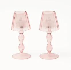 Online Mrs. Alice Pink Glass Lantern Tea Light Holder Set