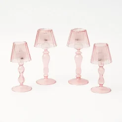 Discount Mrs. Alice Pink Glass Lantern Tea Light Holder Set