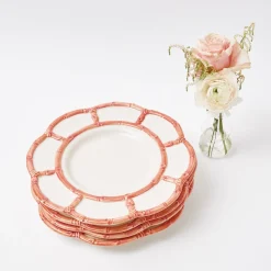 Clearance Mrs. Alice Pink Petal Bamboo Dinner Plates (Set Of 4)